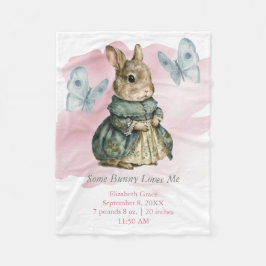 Bunny Rabbit Butterfly Rosa Tvätt Splash Baby Fleecefilt