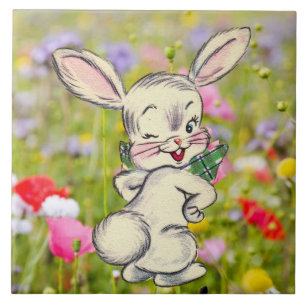 Bunny Rabbit Ceramic Tile Kakelplatta