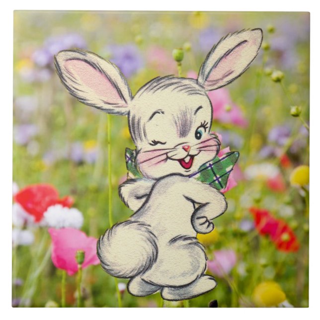 Bunny Rabbit Ceramic Tile Kakelplatta (Framsidan)
