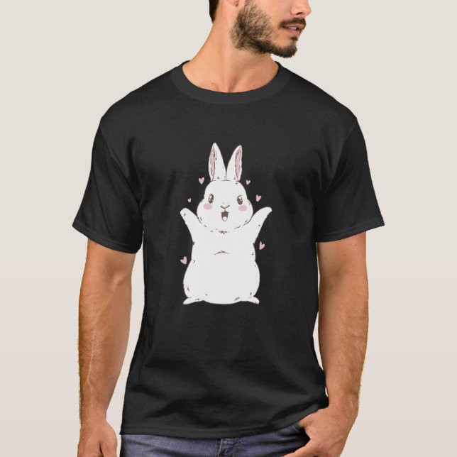 Bunny Rabbit Christmas New Year cute T Shirt (Framsida)