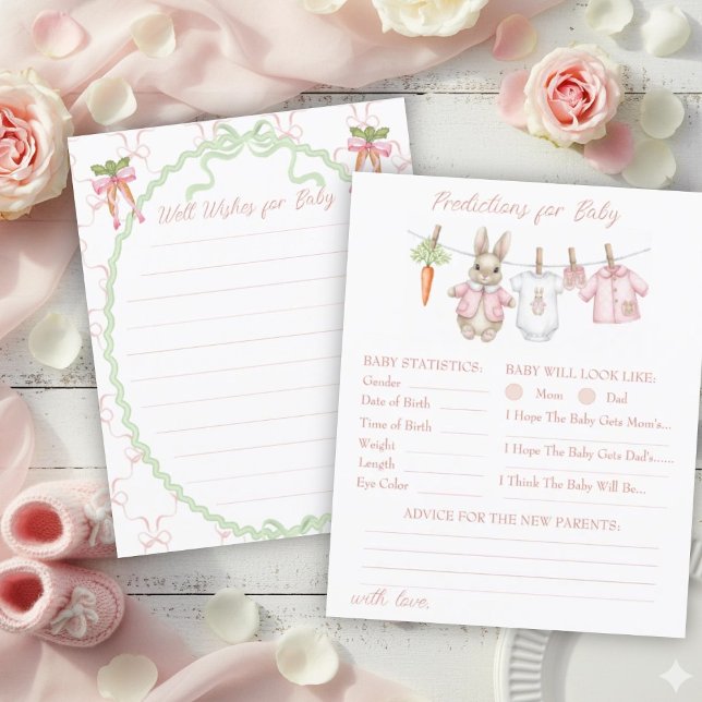 Bunny Rabbit Clothesline Baby Shower Prediction  (Skapare uppladdad)