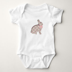Bunny Rabbit Collage Decoupage Rosa Flowers Påsk T Shirt