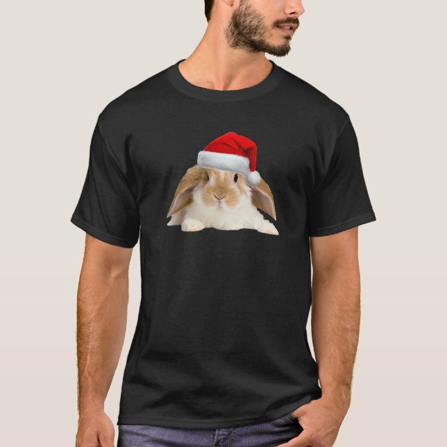 Bunny Rabbit Cute Santa Hat Bilden Den fina julen T Shirt (Framsida)