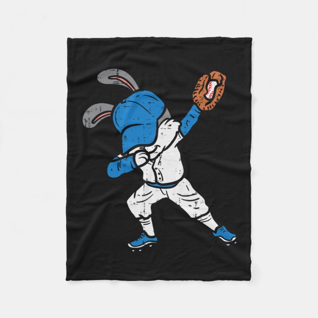 Bunny Rabbit Dab Baseball Påsk Sport Pitcher Boy Fleecefilt (Framsidan)