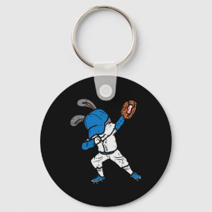 Bunny Rabbit Dab Baseball Påsk Sport Pitcher Boy Nyckelring