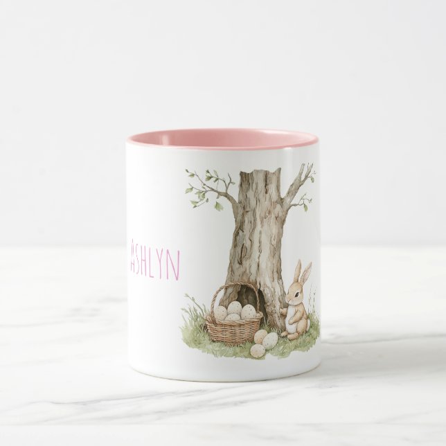 Bunny Rabbit Easter Eggs in Basket Tree Mugg (Center)