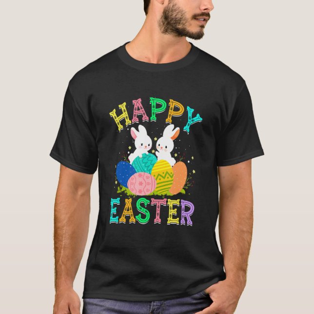 Bunny Rabbit Eggs Glad påsk Day Cute Påsk Fam T Shirt (Framsida)