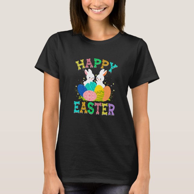 Bunny Rabbit Eggs Glad påsk Day Cute Påsk Fam T Shirt (Framsida)