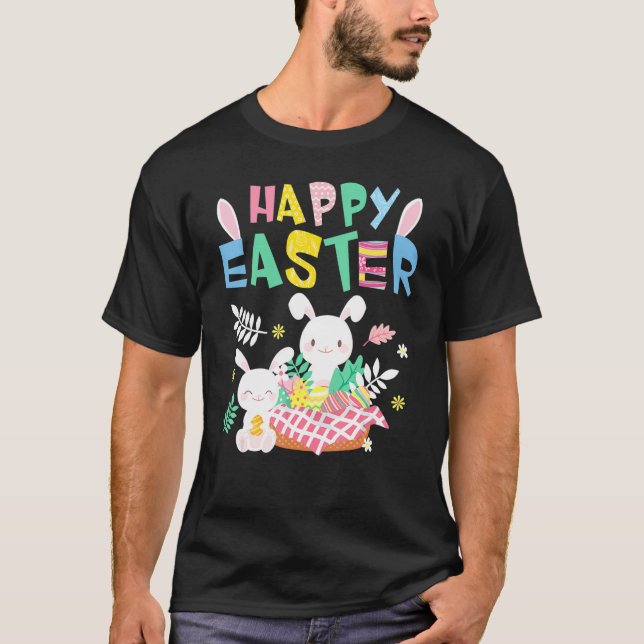 Bunny Rabbit Eggs Glad påsk Day Cute Påsk Fam T Shirt (Framsida)