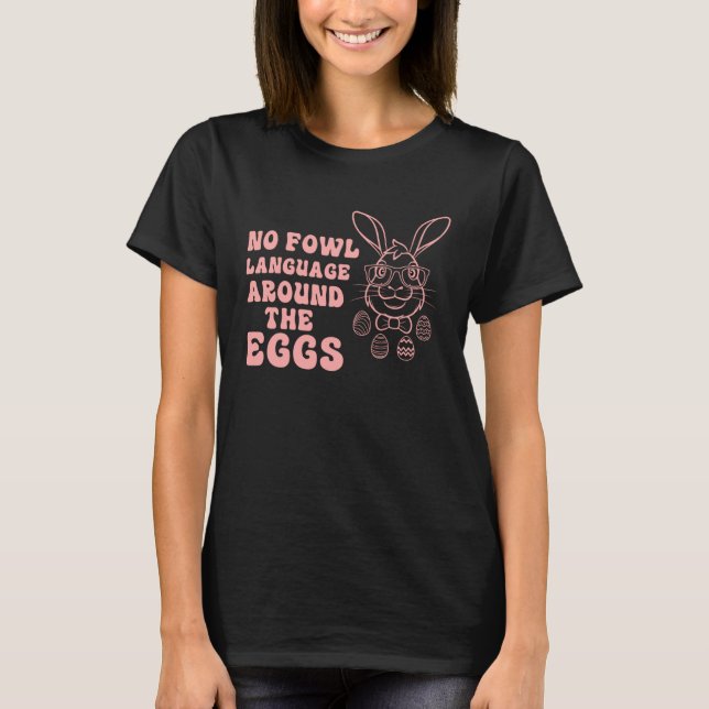 Bunny Rabbit Eggs Hunting Happy Easter Day Cute T Shirt (Framsida)