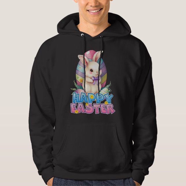 Bunny Rabbit Face Happy Easter Day Women Girls Hoodie (Framsida)