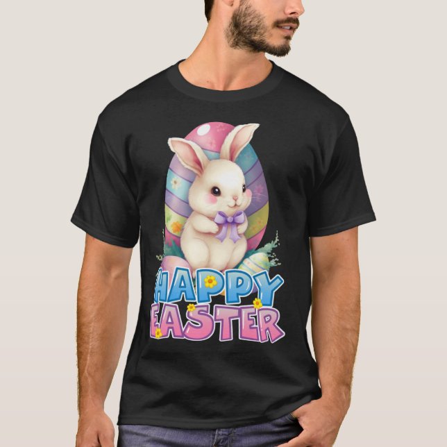 Bunny Rabbit Face Happy Easter Day Women Girls T Shirt (Framsida)