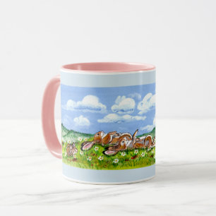 Bunny Rabbit Family Watching Clouds Designer Mugg