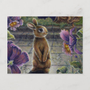 Bunny Rabbit & Flowers Night Dreaming Vykort
