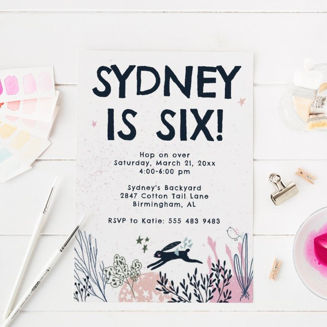 Bunny Rabbit Födelsedagsfest inbjudan (Skapare uppladdad)