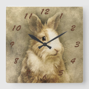 Bunny Rabbit Fyrkantig Klocka