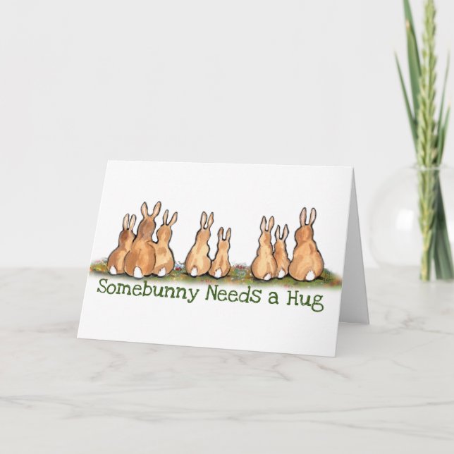 Bunny Rabbit Get well Encouragement Hug Sympathy Kort (Framsida)