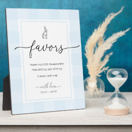 Bunny Rabbit Gingham Blue Gingham Favors Sign