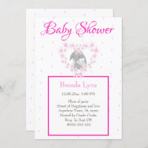 Bunny Rabbit Girl Rosa Baby Shower-inbjudan