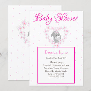 Bunny Rabbit Girl Rosa Baby Shower-inbjudan Inbjudningar