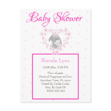 Bunny Rabbit Girl Rosa Baby Shower-inbjudan