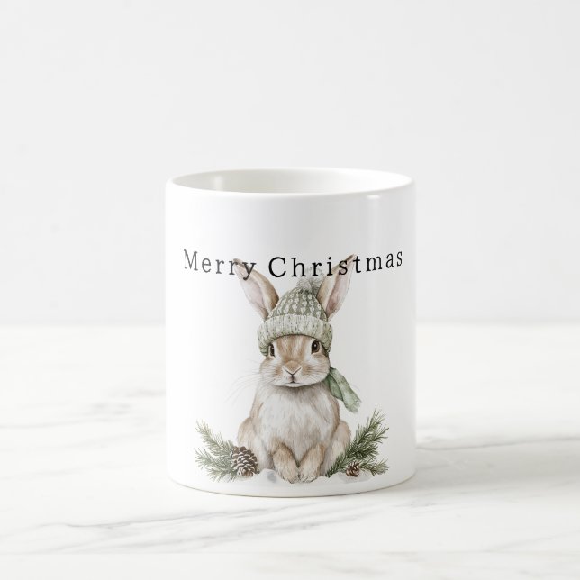 Bunny Rabbit Green Hat Christmas Kaffemugg (Center)