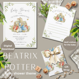Bunny Rabbit Grönt Baby Shower Inbjudningar