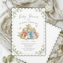 Bunny Rabbit Grönt Baby Shower Inbjudningar