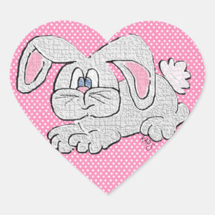 Bunny Rabbit Hjärtformat Klistermärke