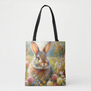 Bunny Rabbit i Blommigt Wilderness Art Tygkasse