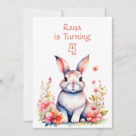 Bunny Rabbit i Flowers Girl-Födelsedagsfesten Inbjudningar