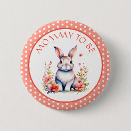 Bunny Rabbit i Flowers Mamma till Baby Shower Knapp