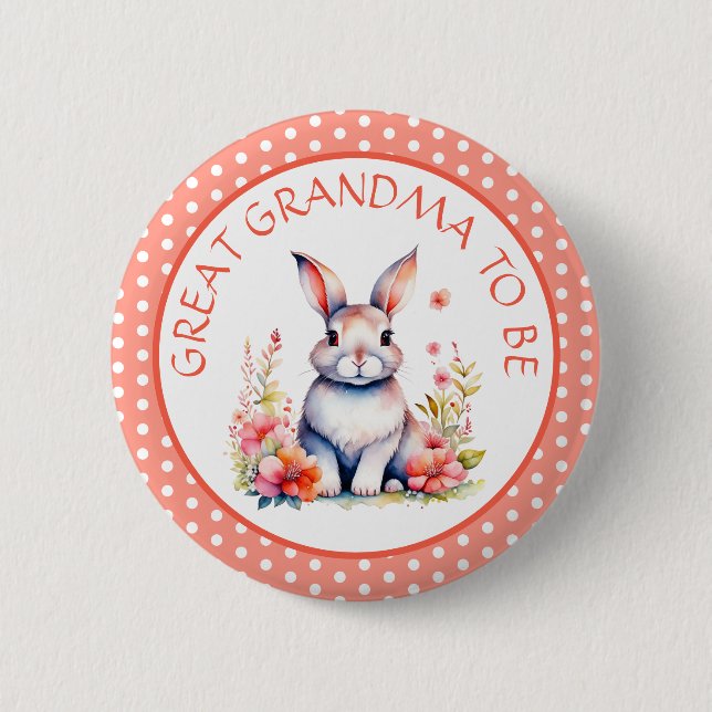 Bunny Rabbit in Flowers Grandma to Be Baby Shower Knapp (Framsida)
