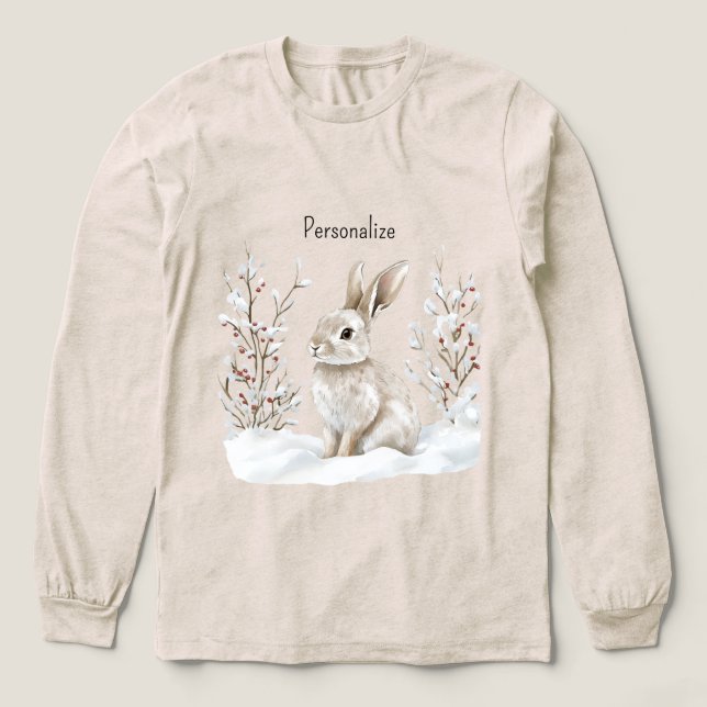 Bunny Rabbit in Snow Christmas T Shirt (Design framsida)