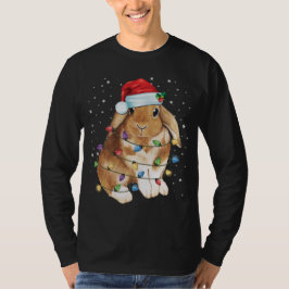 Bunny Rabbit jul Ljus Santa Hat Funny Julafton T Shirt