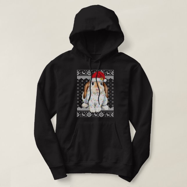 Bunny Rabbit jul Ugly Sweater Funny Julafton Tre Hoodie (Design framsida)