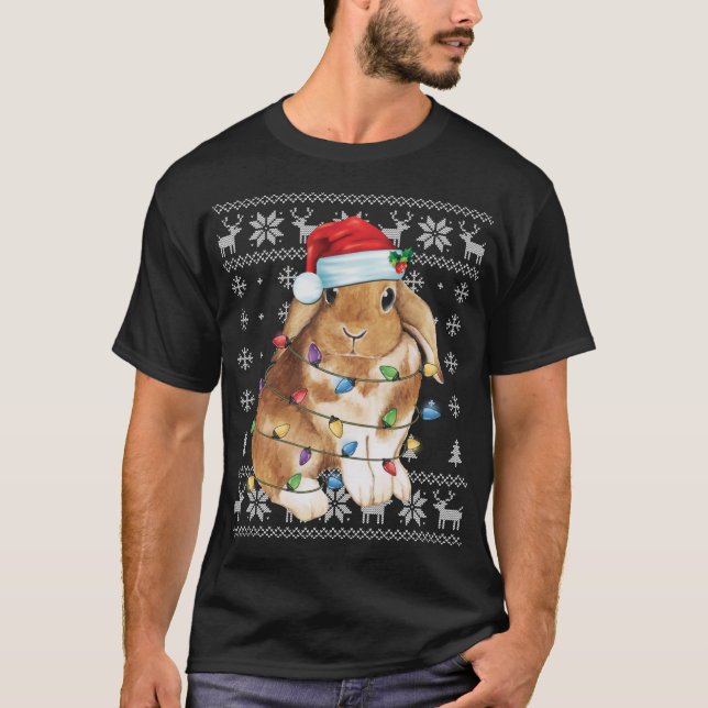 Bunny Rabbit jul Ugly Sweater Funny Julafton Tre T Shirt (Framsida)