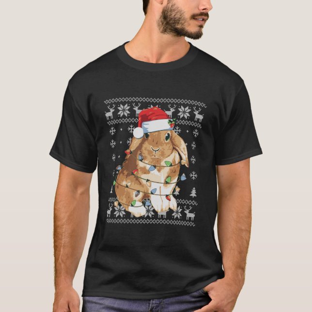 Bunny Rabbit jul Ugly Sweater Funny Julafton Tre T Shirt (Framsida)