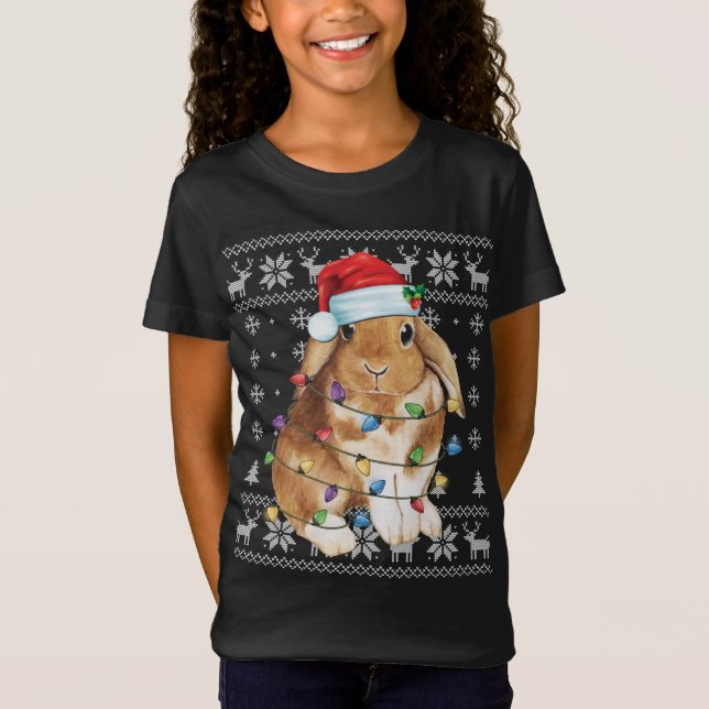 Bunny Rabbit jul Ugly Sweater Funny Julafton Tre T Shirt (Framsida)