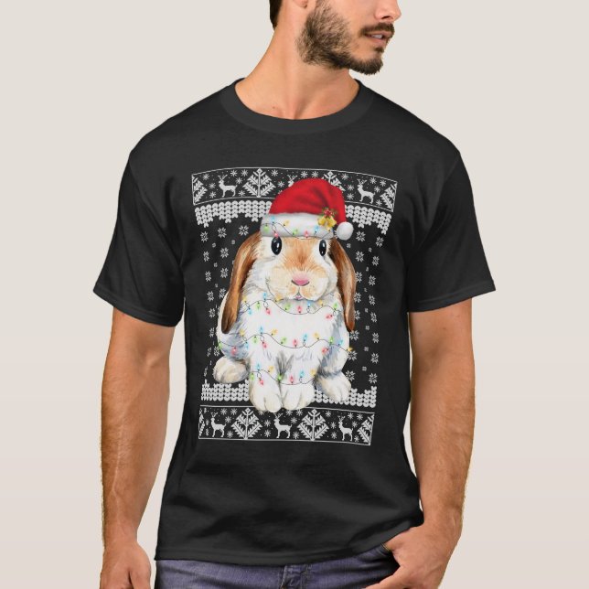 Bunny Rabbit jul Ugly Sweater Funny Julafton Tre T Shirt (Framsida)