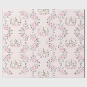 Bunny Rabbit & Lamb Rosa Lila Blommigt Påsk Card Presentpapper