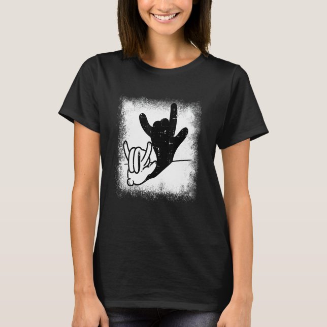 Bunny Rabbit Love You Hand Sign Language Shadow Bl T Shirt (Framsida)