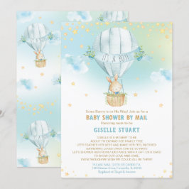 Bunny Rabbit Luftballong Baby Shower by Mail Inbjudningar