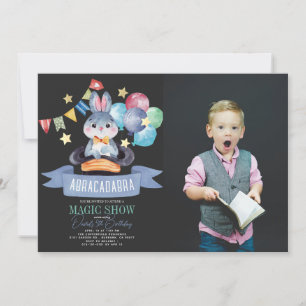 Bunny Rabbit Magic Show Blk Boy Foto Inbjudningar