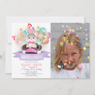 Bunny Rabbit Magic Show Girl Birthday Photo Inbjudningar