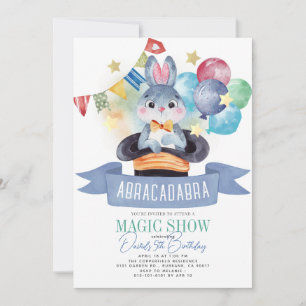 Bunny Rabbit Magician Magic Show Boy Birthday Inbjudningar