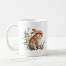 Bunny Rabbit med Flowers BLANK Kaffemugg