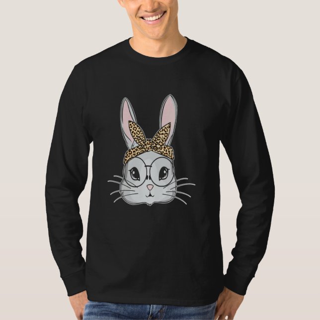 Bunny Rabbit Messy Bun Leopard Påsk Outfit Toddl T Shirt (Framsida)