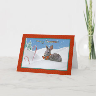 Bunny Rabbit och Candy cane julkort Helgkort
