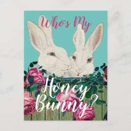 Bunny Rabbit Påsk Pastel Blommigt Romantik Cute Helg Vykort